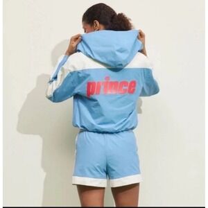 Prince Target light blue white nylon women zip pickleball jacket extra large